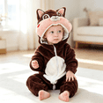 thumbnail image 2 of Animal Hooded Romper Toddler Baby Halloween Outfit Long Sleeve Hooded Jumpsuit Infant Boys Girls Cute Autumn Winter Clothes, 2 of 4