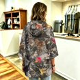 thumbnail image 7 of Womens Casual Drawstring Hoodie 3/4 Sleeve All Over Leaf Print Relax Fit Lightweight Blouse For Weekend Gathering, 7 of 7