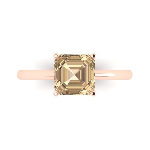 Solitaire Engagement Ring for Women - 2ct Yellow Moissanite in 18K Rose Gold Promise Ring