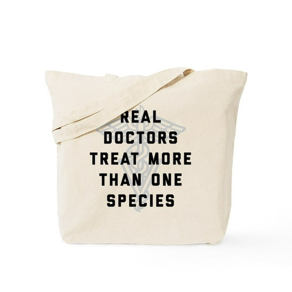 CafePress - Real Doctors Treat More Than One Species Tote Bag - Unisex Canvas Tote Bag, Beige, 1-Piece