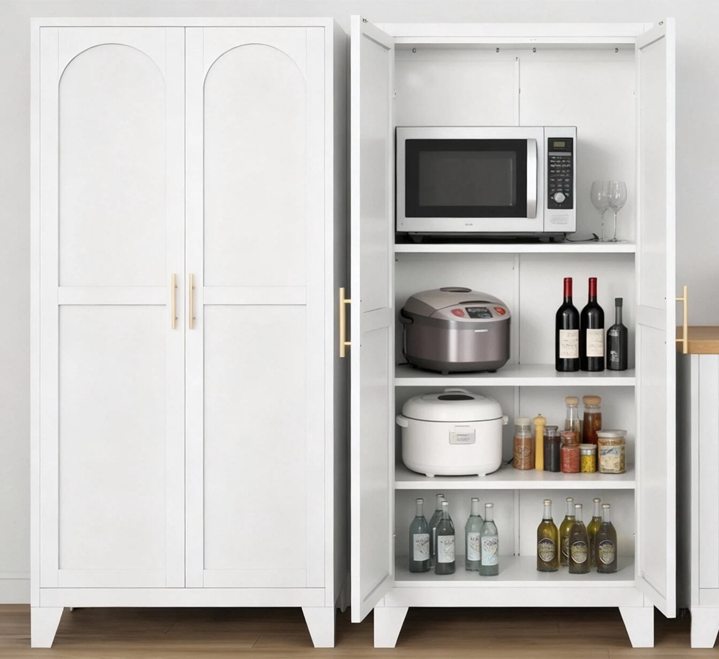 AISWORD 61" Tall Metal Storage Cabinet with Adjustable Shelves, 2 Doors Steel Cabinet for Office, Garage, Utility Room, Kitchen Storage, White