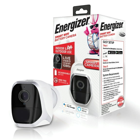 Energizer Connect EOB1-1001-WHT Smart 1080p Indoor/Outdoor Battery Camera