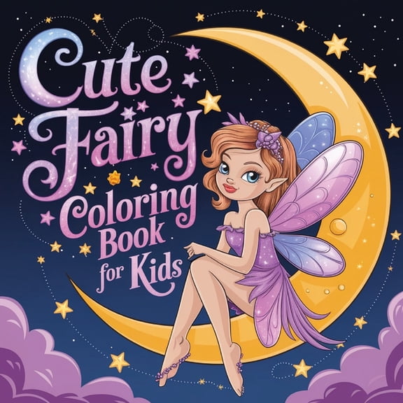 Cute Fairy Coloring Book for Kids: Coloring Book for Girls ( Large Print ), (Paperback)