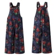 thumbnail image 4 of Snorda Romper for Women Summer, Women's Jumpsuits Overalls Plus Size Wide Leg Loose Cotton Linen Retro Rompers with Pockets, 4 of 5