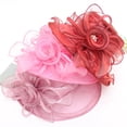thumbnail image 2 of NMMUED Women Organza Church Derby Hat Wide Brim Sun Hats for Wedding Tea Party Fascinator Hat Beige One Size, 2 of 6