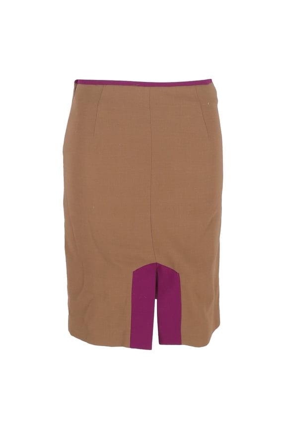 Pre-Owned The Row Front Slit Knee-Length Pencil Skirt in Brown and Violet Wool