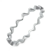 CHOOSE YOUR COLOR Thin Wave Eternity Squiggle Stacking Ring .925 Sterling Silver Band Jewelry Female Size 3