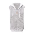 thumbnail image 5 of Fanxing 2025 Womens Fuzzy Sherpa Fleece Jacket Plus Size Lightweight Vest Hooded Coat Cozy Sleeveless Cardigan Zipper Waistcoat Outerwear with Pocket Gray S, 5 of 5