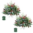 thumbnail image 2 of Lighted Artificial Xmas Trees with 60 LED Lights Tripod Stake Outdoor Holiday Planter Filler Decorations Perfect for Winter Garden Display, 2 of 3