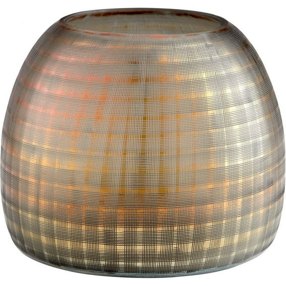 Cyan lighting - Gradient Grid - Vase-9.5 Inches Tall and 12 Inches Wide - Cyan