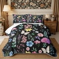 thumbnail image 2 of Manfei Watercolor Floral Leaves Quilt King 3 Pieces,Rustic Flying Butterfly King Coverlet Set,1 Bedspread and 2 Pillowcases, 2 of 7