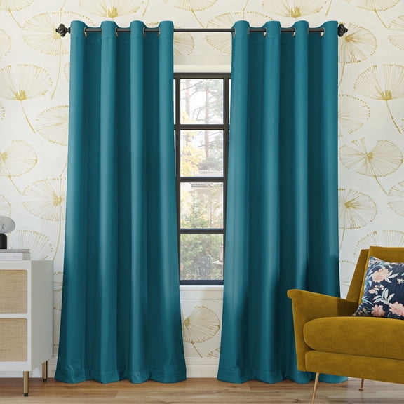Sun Zero Oslo 2-pack Theater Grade Extreme 100% Blackout Grommet Curtain Panel Pair, 52"W x 63"L, Teal