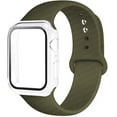 thumbnail image 1 of Case+ Strap for Apple Watch Bands 44mm 40mm 38mm 42mm Silicone Wristbands with PC Screen Protector Cover iWatch 3 4 5 6 SE, 1 of 8