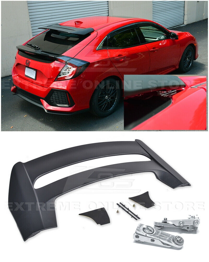 Replacement For 17 21 Honda Civic Fk4 Fk7 Hatchback Jdm Mugen Style Abs Plastic Primer Black Rear Roof Spoiler With Wing Riser Extender Kit Nbsp Walmart Com