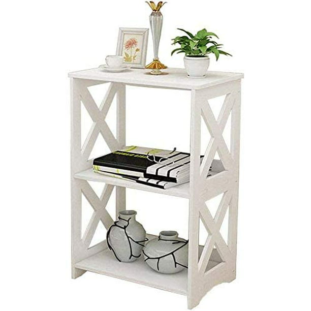 Rerii End Table Side 2 Tier, Small End Table Bookcase