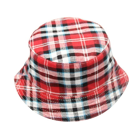 - Outtop Toddler Baby Kids Boys Girls Plaid Pattern Bucket Hats Sun Helmet Cap