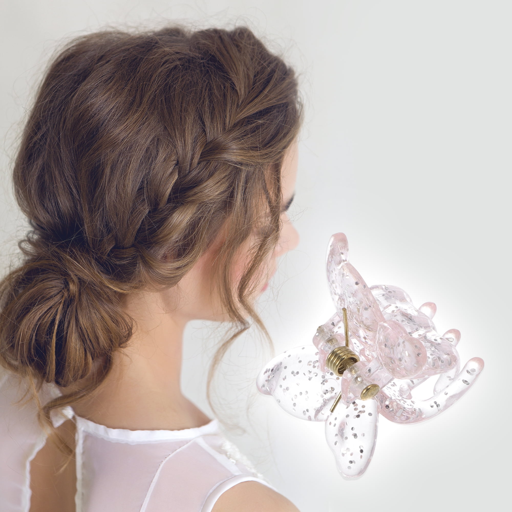 Unique Bargains 6Pcs Fashion Butterfly Small Hairdo Clip Gold Tone Pink