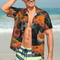thumbnail image 4 of Picia Sunflower Black Dog Gentle Cotton Regular Fit Short Sleeve Casual Hawaiian Shirt for Men-X-Large, 4 of 8