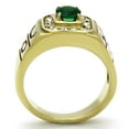 thumbnail image 3 of IP Gold(Ion Plating) Stainless Steel Ring with Synthetic Synthetic Glass in Emerald for Women Emerald Stone Color Style TK764 Size 13, 3 of 4