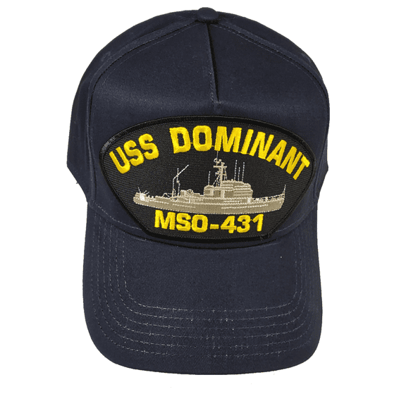 USS Dominant MSO-431 Ship HAT - Navy Blue - Veteran Owned Business