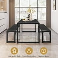 thumbnail image 4 of Dining Table Set for 4 , Lofka 45.5" Kitchen Table and Benches Set for Space Saving Apartment, Black, 4 of 9