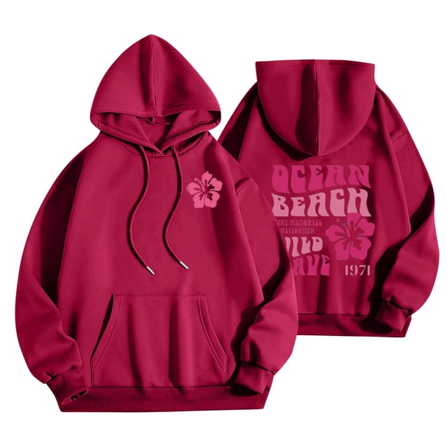 Chandails en Molleton pour Femmes, Femmes Imprimé Lettre Manches Longues Automne et Hiver Chandail Ample Mode Chandails à Capuchon Tops