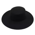 thumbnail image 2 of Pink Season Retro Ladies Hat Big Wide Brim Fedora Hat Pure Color Derby Wedding Jazz Hat Prom Party Commuting Flat Top Felt Hat, 2 of 2