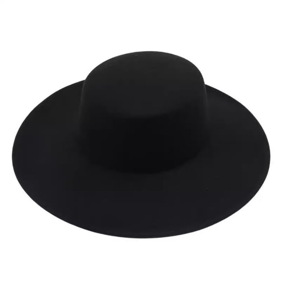 Toudaret Retro Ladies Hat Big Wide Brim Fedora Hat Pure Color Derby Wedding Jazz Hat Prom Party Commuting Flat Top Felt Hat