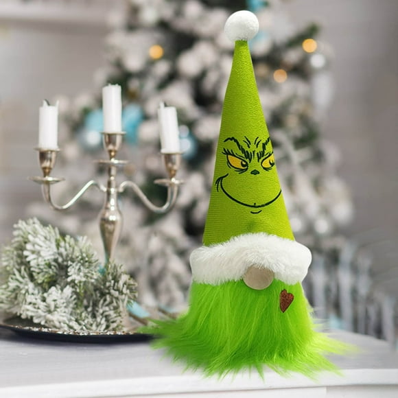 Christmas Grinch Gnome Decorations, Cute Handmade Holding Merry Grinch Board Christmas Grinch Gnomes Elf Ornaments Santa Scandinavian Doll Decor for Christmas Xmas Home Fireplace Mantel Shelf Table