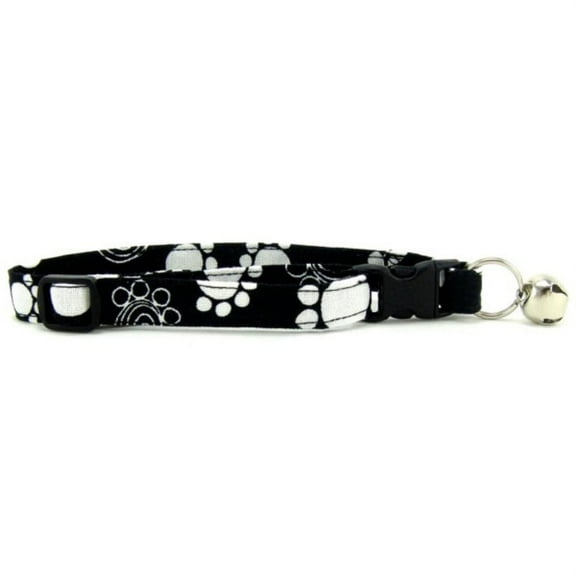 Black and White Swirled Paws Cat Collar