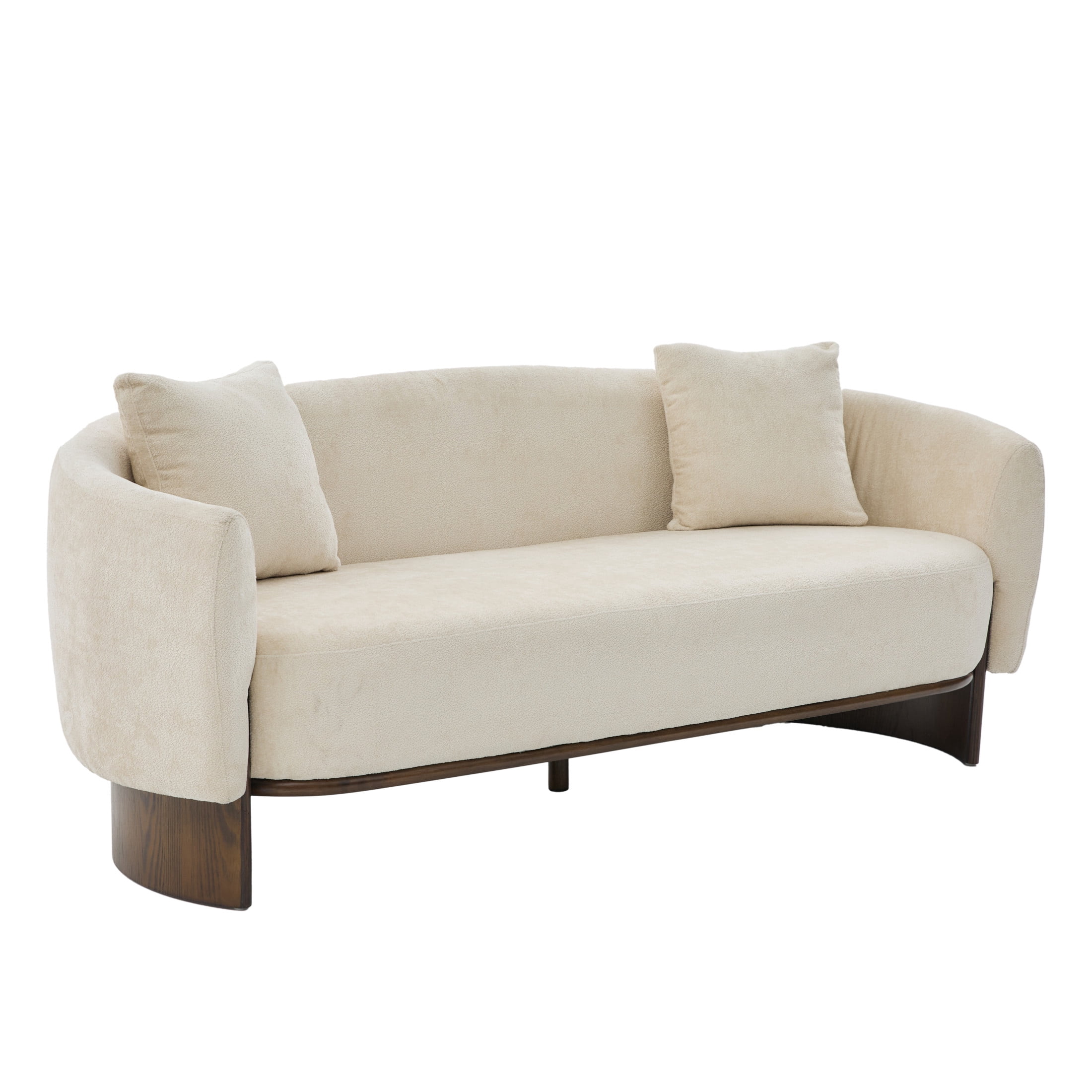 Christopher Knight Home 81" Curved Boucle Sofa with Wood Frame, Modern 3-Seater Couch, Beige
