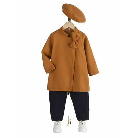 

Casual Plain Stand Collar Regular Long Sleeve Brown Toddler Girls Overcoats (Girl s)