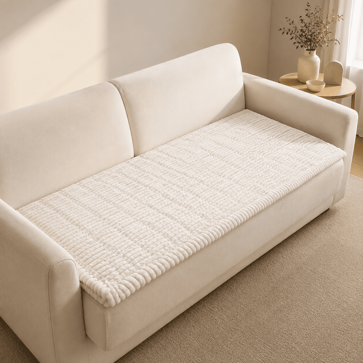 Couch Cover For Dogs Washable Non-slip Pet Covers Sofa Fuzzy Dog Blanket Thick Soft Plush Cushion Protector (white 27.6 X 59 /70