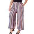 thumbnail image 4 of Pantalones Palazzo de Talla Grande para Mujer Agnes Orinda, Rayas Boho, Pantalones de Pierna Ancha, Estilo Paper Bag, Casual de Playa, Verano, Talla 1X, Naranja Rojo, 4 of 5