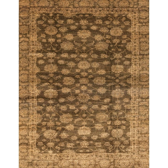 Ahgly Company Machine Washable Indoor Rectangle Abstract Saddle Brown Area Rugs, 5' x 7'