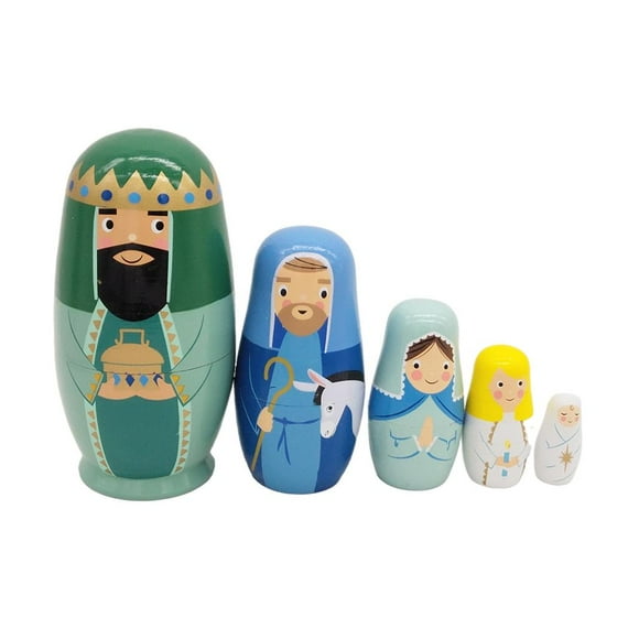 Russian Nesting Dolls Matryoshka Wood Stacking Nested Set 5 Pieces Handmade Toys for Children Kids Christmas Birthday Home Decoration Halloween Gift