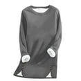 thumbnail image 2 of JUSLIO Warm Womens Blouses Relaxed Fit Thermal Shirts Tops Solid Long sleeve Round Neck Shirts Tops Gray M, 2 of 4