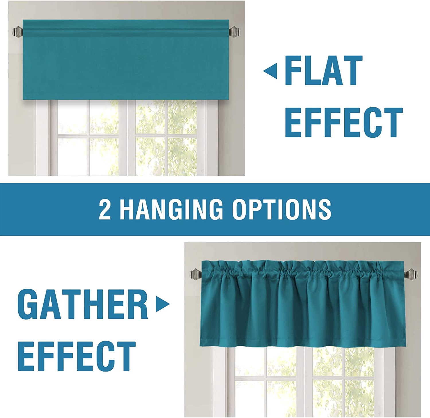 Blackout Curtain Valances for Kitchen Windows/Bathroom/Living Room/Bedroom Thermal Insulated Rod Pocket Valances for Windows, 2 Pack, 52" x 18"