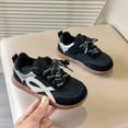 thumbnail image 5 of LIIPEE Girls Boys Sneakers Color Block Non- Soft Sole Lace Up Sports Training Shoes Casual Beach Sneaker,Black,15-18 Months, 5 of 6