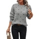 thumbnail image 2 of Suéteres de Lunares para Mujer, Jersey de Punto de Larga y Cuello Redondo. Gris S, 2 of 9