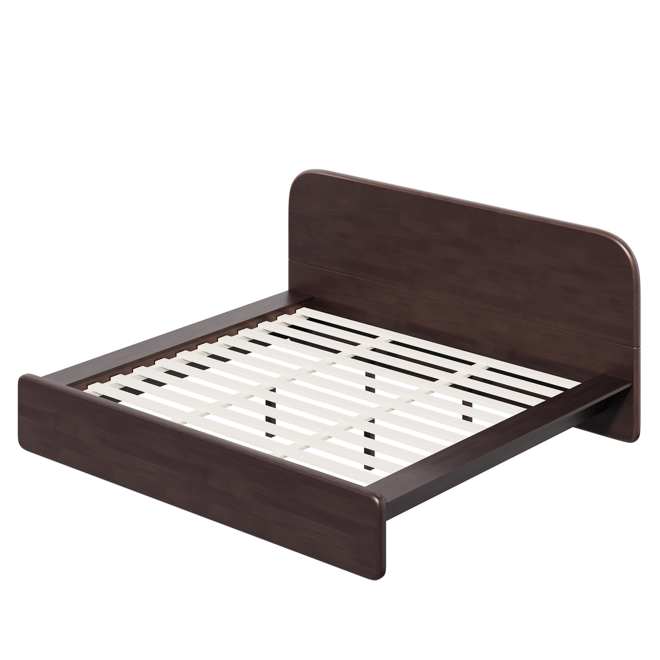 Christopher Knight Home King Platform Bed Frame, Rounded Headboard, No Box Spring Needed, Walnut