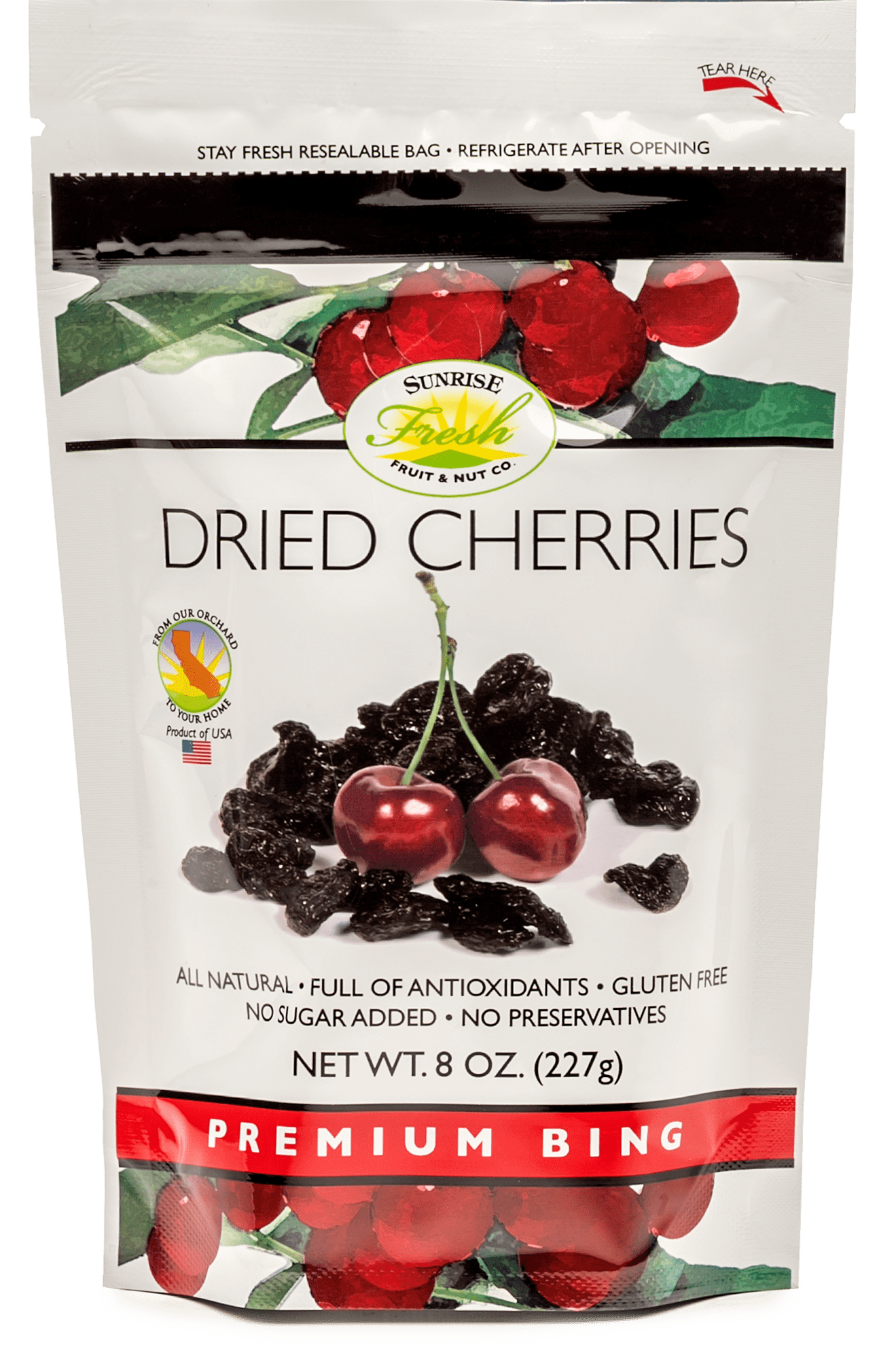 Sunrise Fresh Dried Dark Sweet Cherries, 8 oz