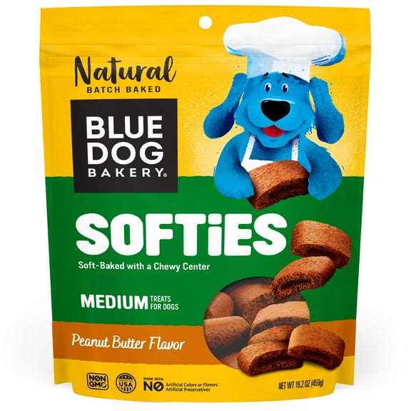 Blue Dog Bakery Softies Peanut Butter Flavor Medium Biscuit Treats for Dogs, 16.2 oz. Bag