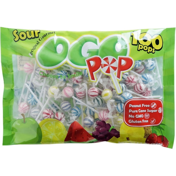 Original Gourmet OGO Sour Pop Lollipops, 100 count, 1.2 lbs Walmart