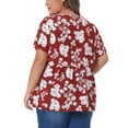 thumbnail image 3 of Blusa peplum elegante de verano con flores y escote en V para mujer de tallas grandes Agnes Orinda 2X roja, 3 of 6