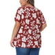 thumbnail image 3 of Blusa peplum elegante de verano con flores y escote en V para mujer de tallas grandes Agnes Orinda 2X roja, 3 of 6