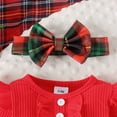thumbnail image 3 of GYRATEDREAM Baby Girl Fall Winter Outfit Ruffle Long Sleeve Knit Romper Plaid Skirt with Headband Cute Newborn Clothes, 3 of 6