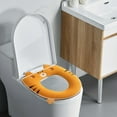 thumbnail image 6 of YgkuHd Toilet Seat Cushion, Zipper Model Toilet Seat Household Embroidery Sitting Washer Toilet Seat Cover Cute Washer Four Seasons Universal Toilet Seat Washable D Shapetoilet Seat Cushion (Yellow), 6 of 6