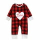 thumbnail image 1 of Body De Bebé Canastilla Onesies Para Niños Pequeños Otoño Primavera Niñas Niños Bordado Amor Estampado A Cuadros Mameluco Sudadera De Manga Larga Monos Rojo Odeerbi LM103-7534, 1 of 9