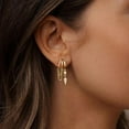 thumbnail image 3 of Peniguingy Dangle Earrings for Women,14k Gold Plated Triple Huggie Stud Earrings Cute Statement Chain Earring Dainty Drop Earrings for Women Trendy Gold Plated Jewelry, 3 of 5